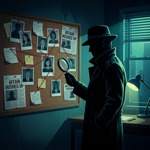 Detective analyzing relationship evidence